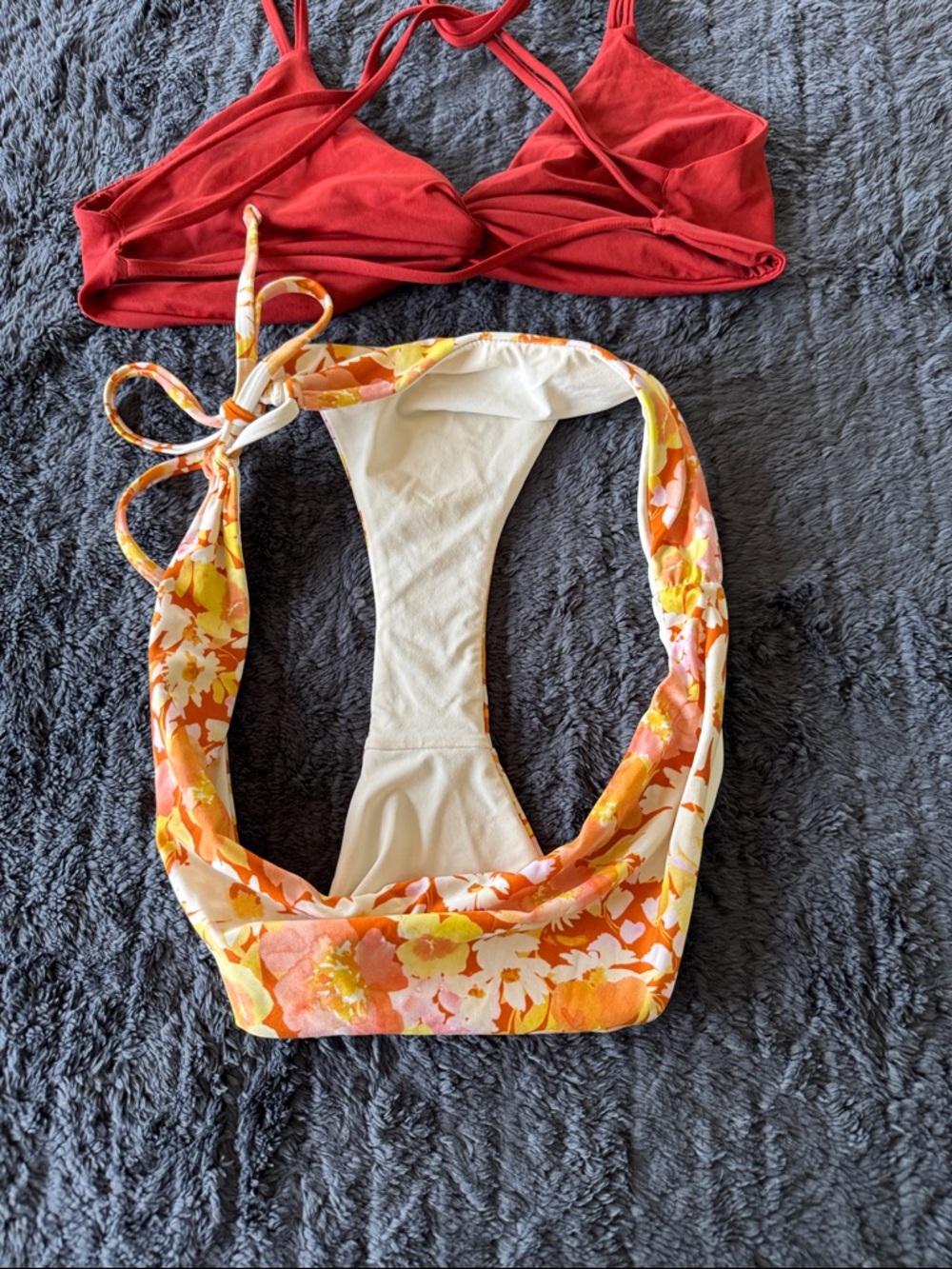 l*space Red Bikini Top with Floral Orange-Pink Tie-Side Bottom - Picture 3 of 3